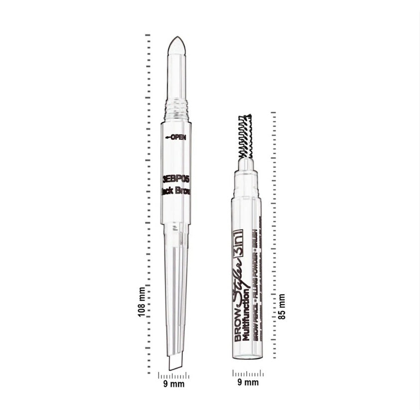 Nabi Retractable 3-in-1 Brow Pencil with Filling Powder & Brush