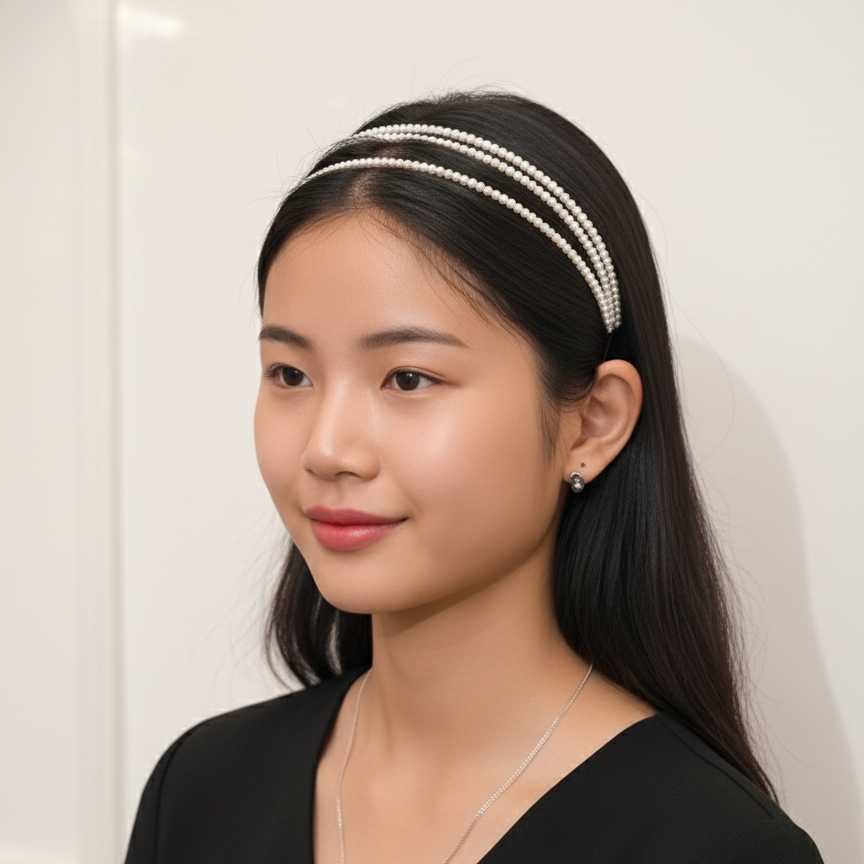 Pearl Headband Three Layers for Retro Feminine Style