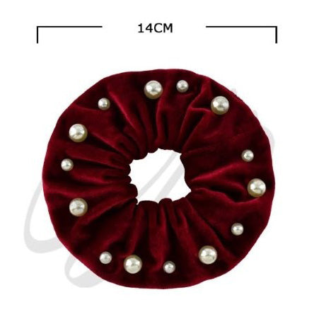 Dozen Velvet Scrunchies with Pearls