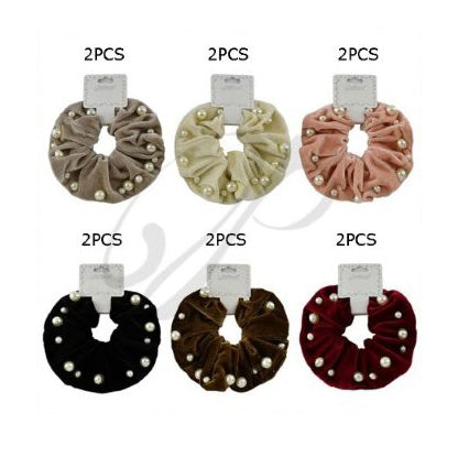 Dozen Velvet Scrunchies with Pearls