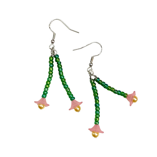 Beaded Earrings - FALLING POPPY