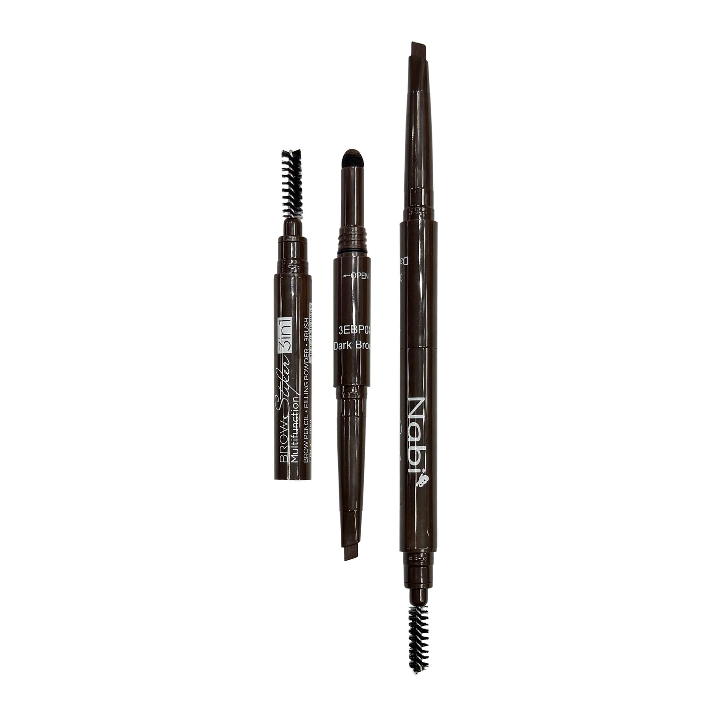 Nabi Retractable 3-in-1 Brow Pencil with Filling Powder & Brush