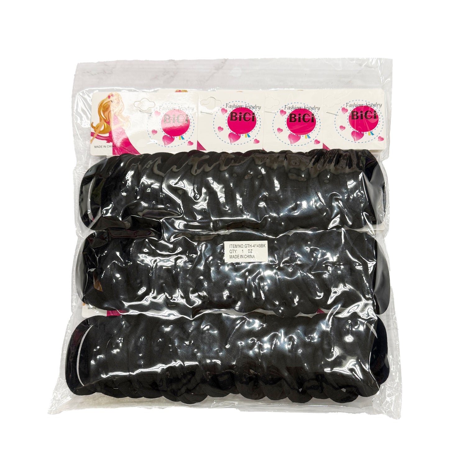 96 PCS BLACK ELASTICS IN BULK (DOZEN PACK)