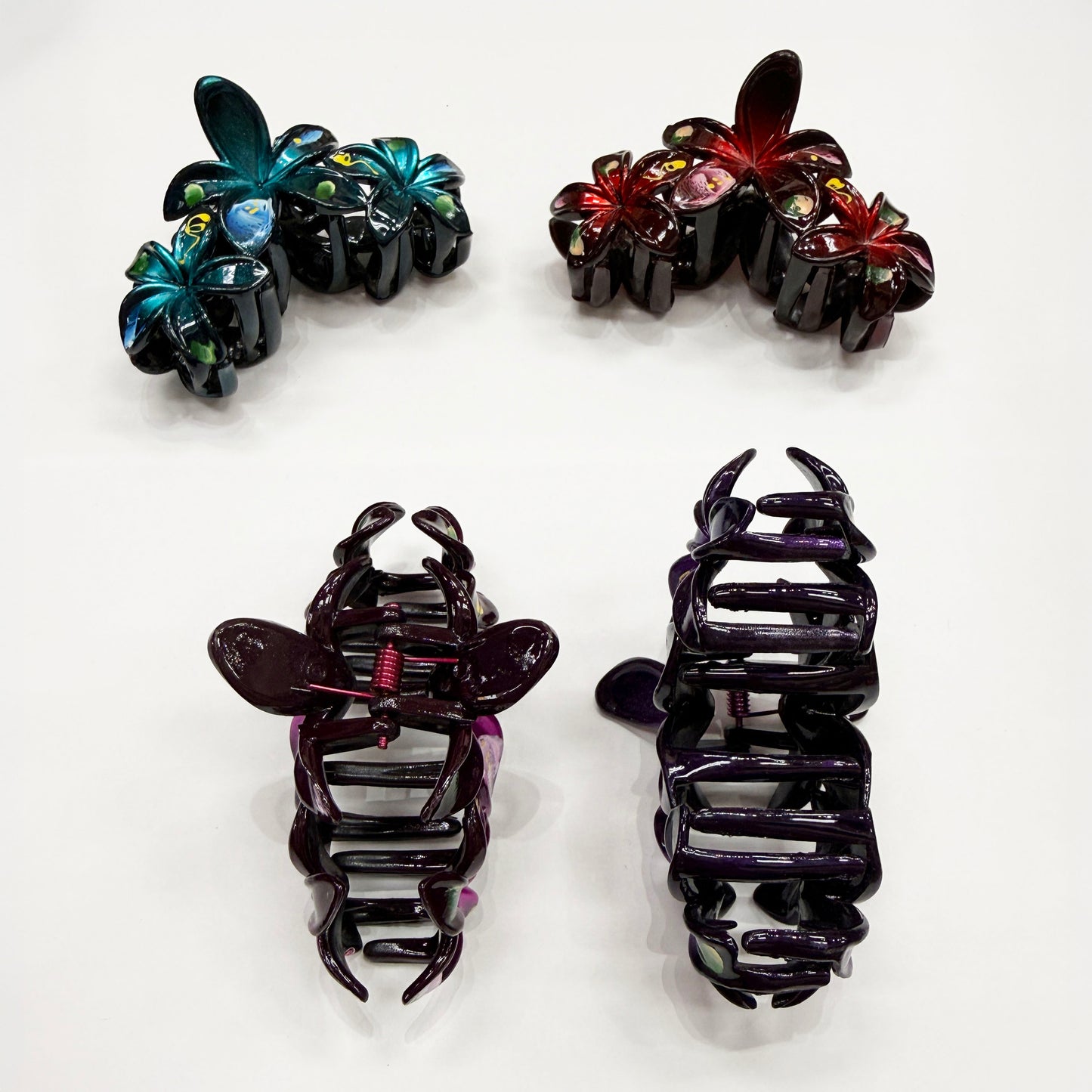 Claw Clips with Three Printed Hawaii Flowers