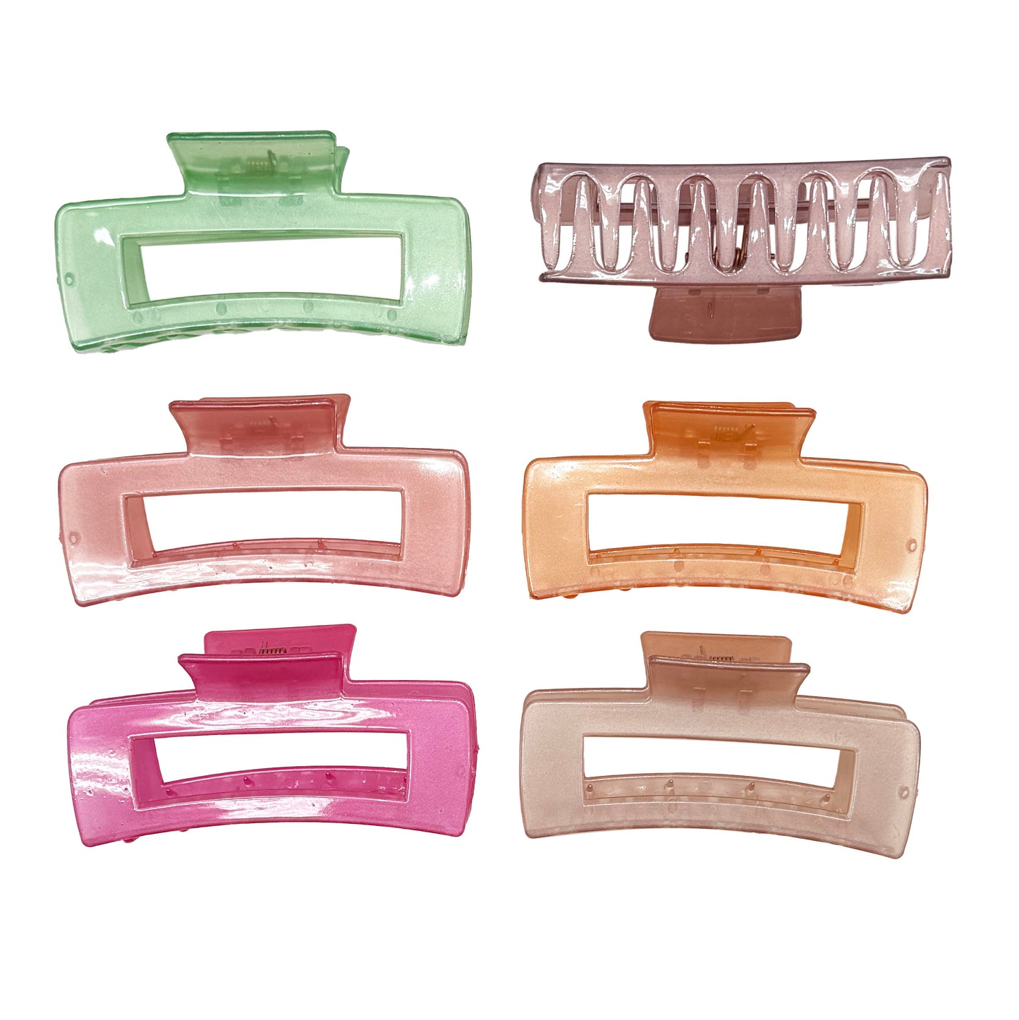 6 pc Rectangular Hair Claw Clip