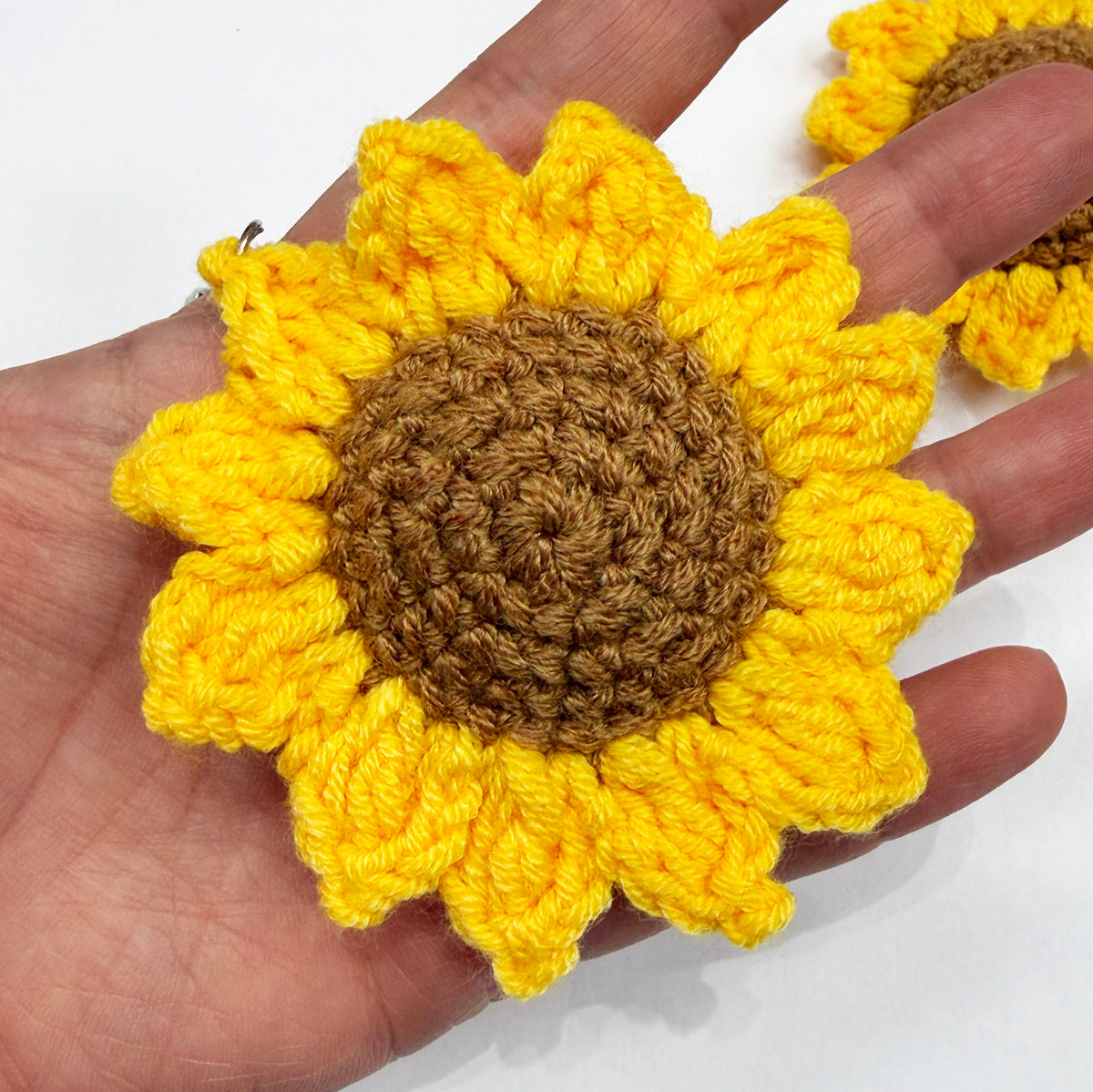 Crochet Knitted Sunflower Keychain Purse Charm