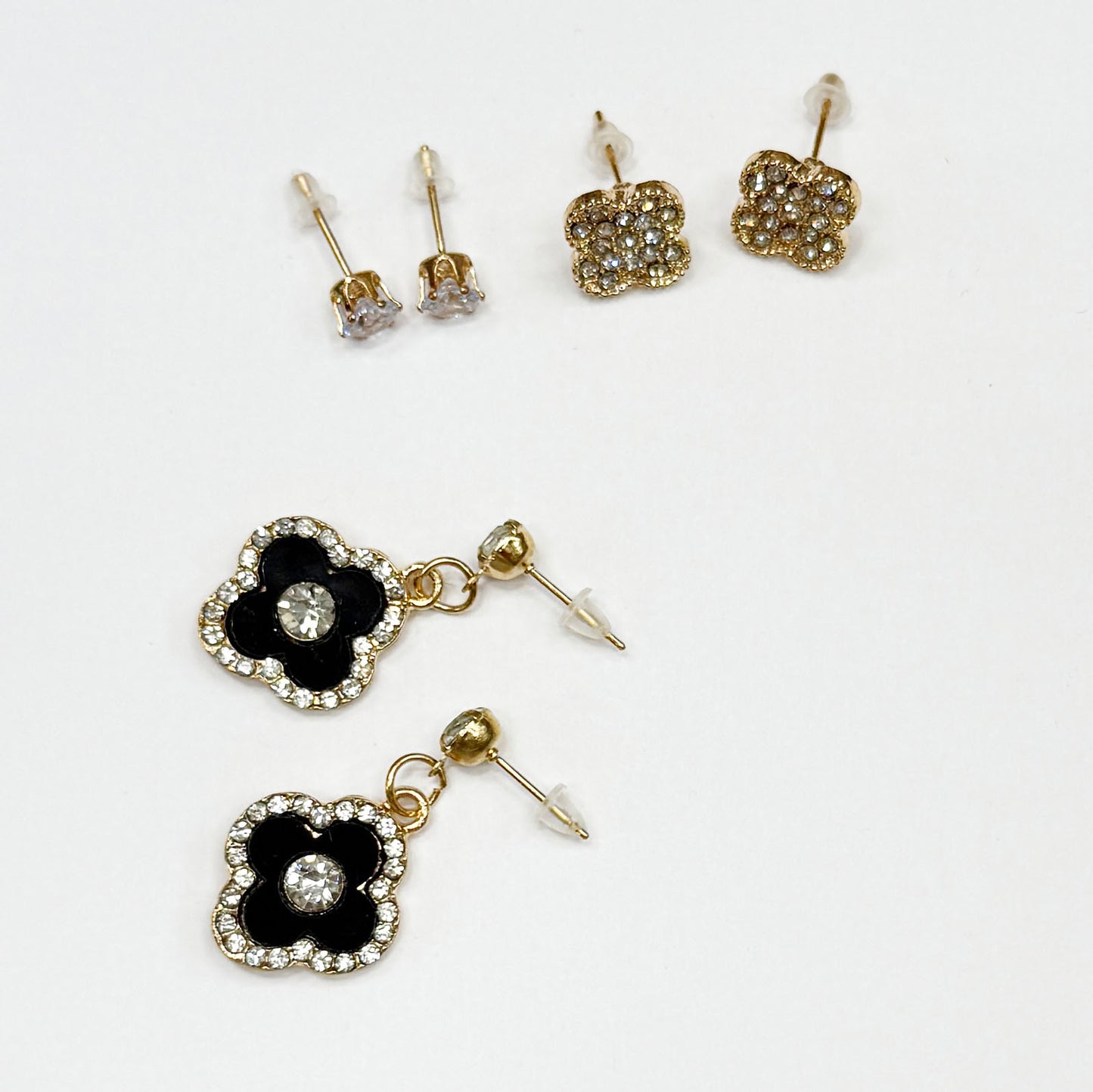 Lucky Clover Earrings Set of 3 Pairs
