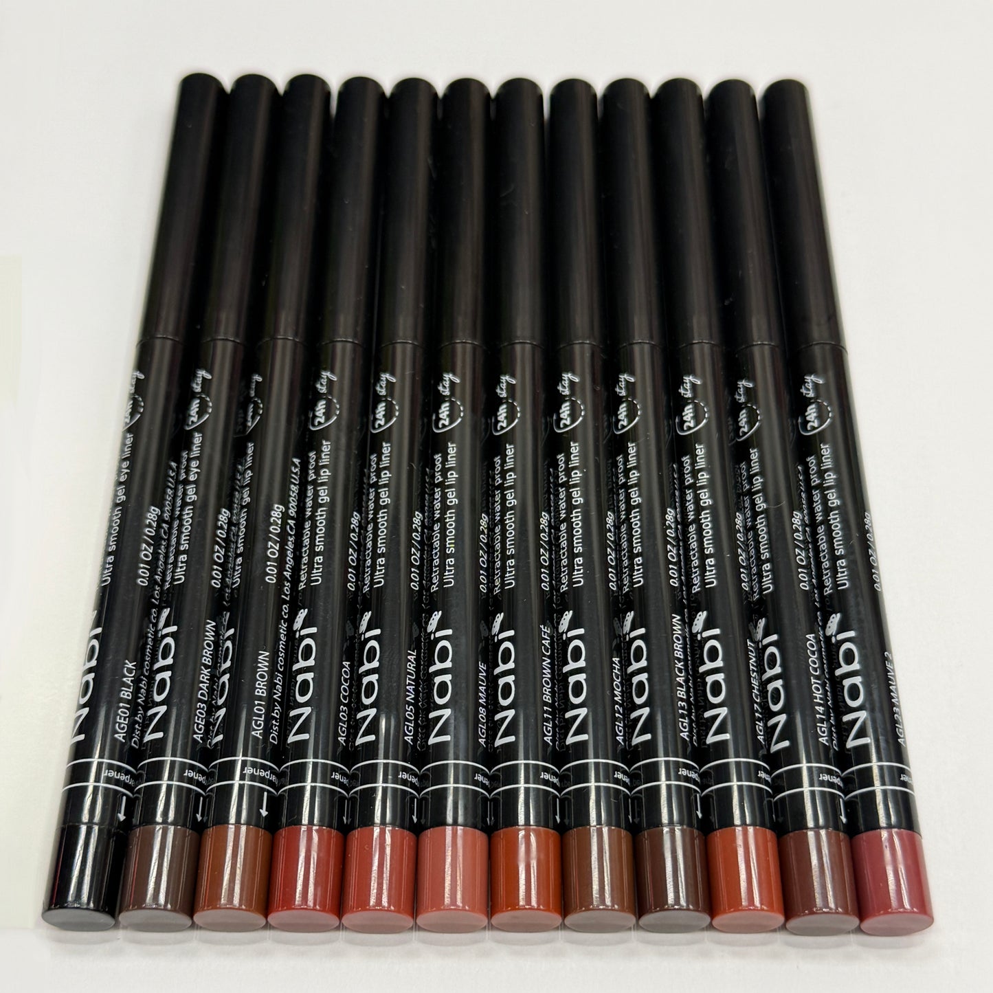 24-Hour Stay Retractable Gel Eyeliners & Lipliners (Set of 12)