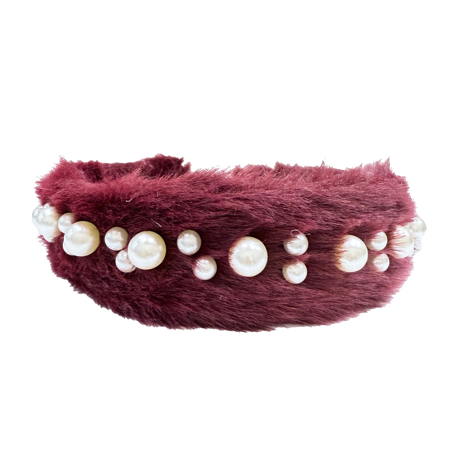 Thick Fuzzy Headband with Pearls