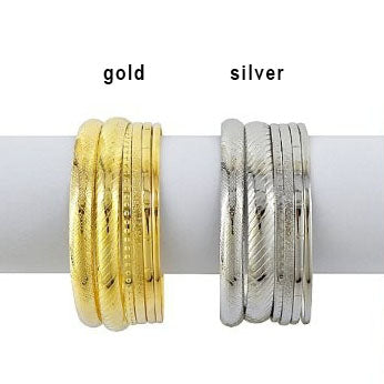 Set of 6 Bangles - Gold or Silver