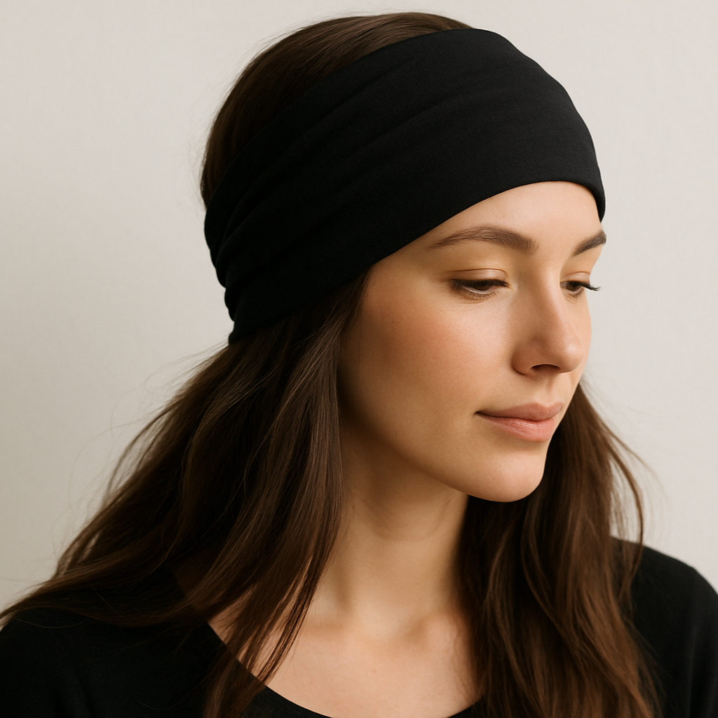 Plain Black Elastic Headband - Set of 3
