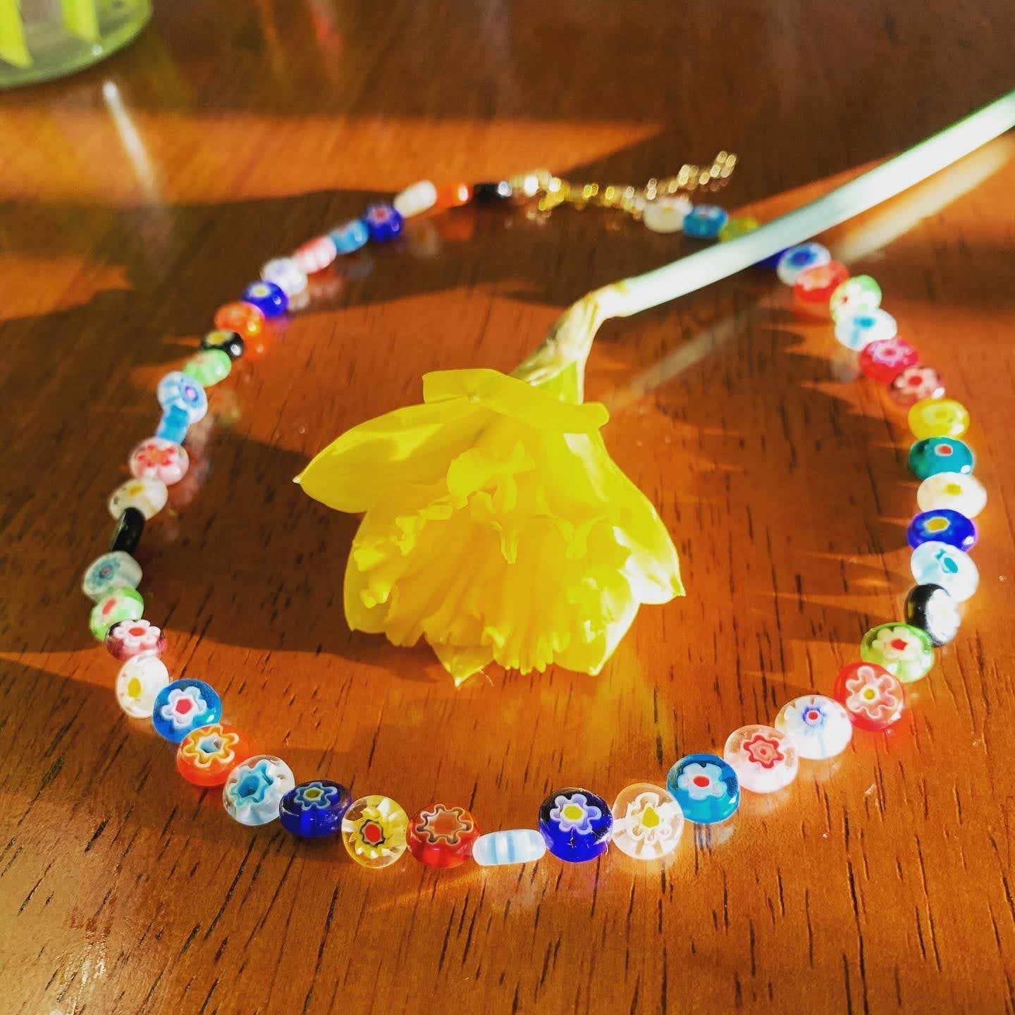 Glass Flowers Necklace - MILLEFIORI NECKLACE