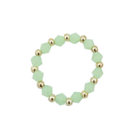 Crystal Beaded Ring - BRIGHT MINT