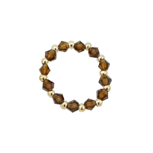 Crystal Beaded Ring - CLEAR BROWN