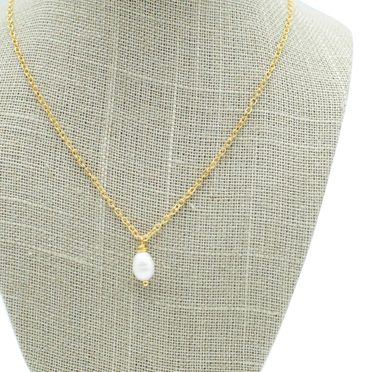 Gold Chain & Pearl Charm Necklace - ON POINT
