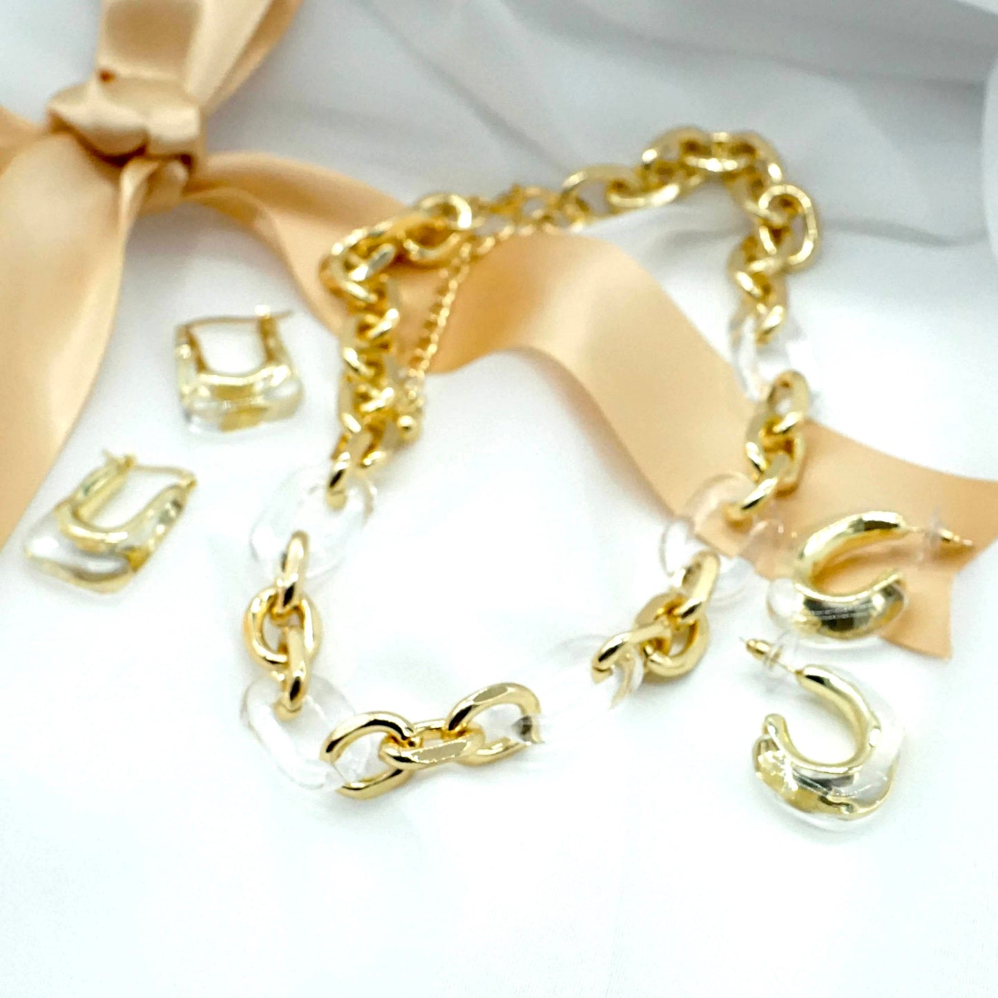 Gold & Acrylic Earrings - HOOKED