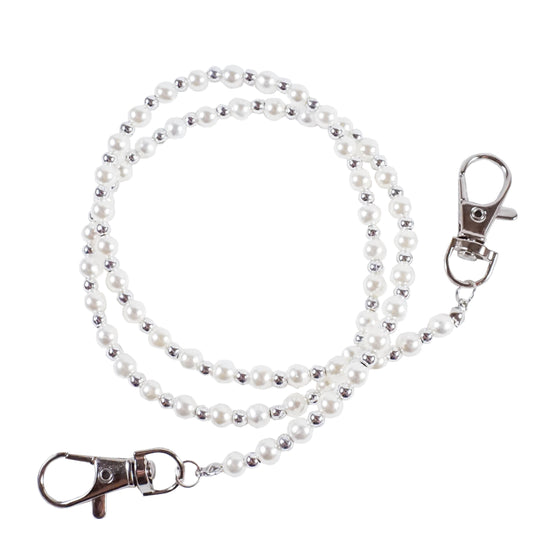 Silver & Pearl Strap, Lanyard, Chain