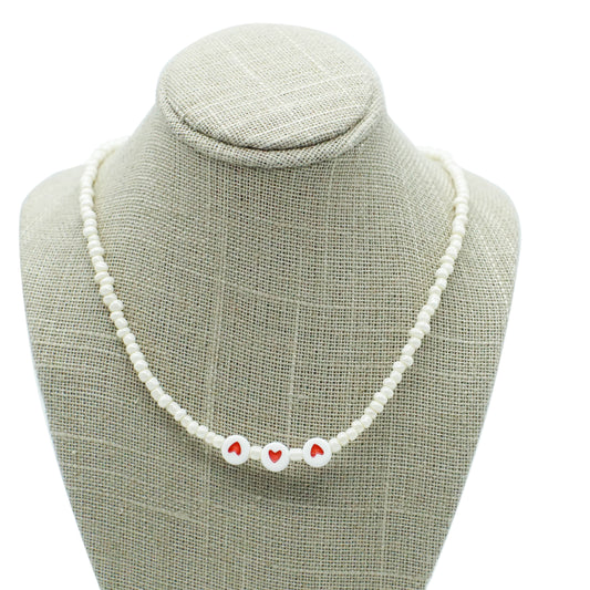 Beaded Necklace w/ Heart Beads - ALROUND
