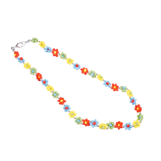 Colorful Beaded Flower Necklace - RGB WILDFLOWERS