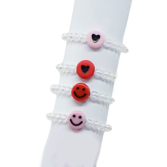 Beaded Smile & Heart Ring - DAINTY LOVER