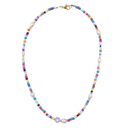 Beaded Necklace w/ Pearls - TAKE MY HEART