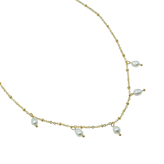 Gold Chain & Pearl Charm Necklace - BALLS AND PEARLS