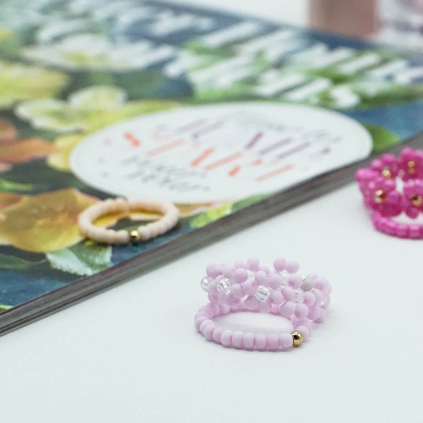 Beaded Ring Set - CHERRY BLOSSOMS