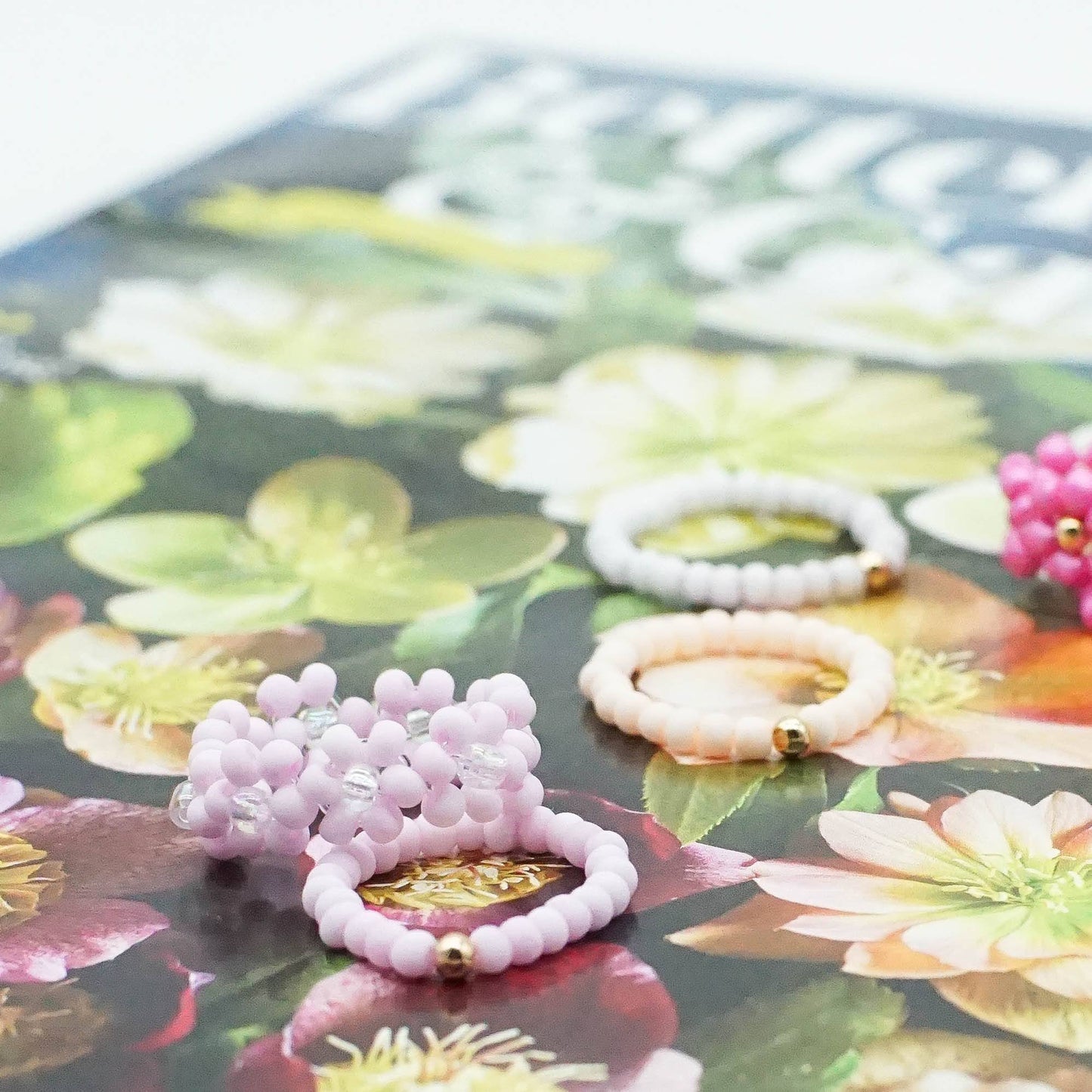Beaded Ring Set - CHERRY BLOSSOMS