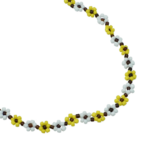 Beaded Flower Necklace - SUN, FLOWERS & BEES