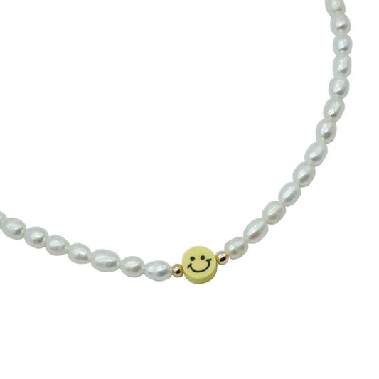 Pearl Necklace with Smile Bead - HAPPINESS