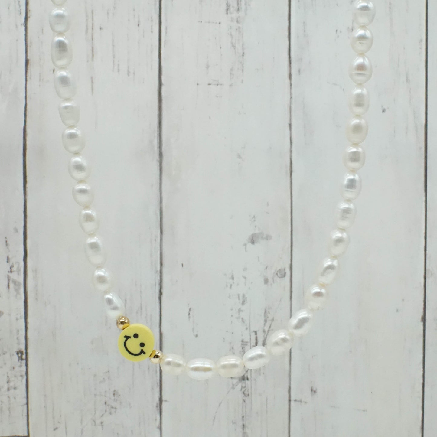 Pearl Necklace with Smile Bead - HAPPINESS