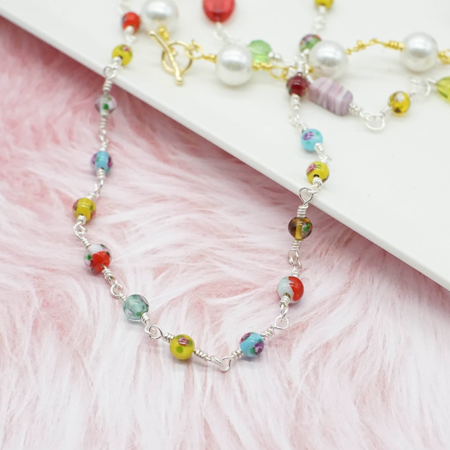 Wired Necklace - GLASS FLOWERS