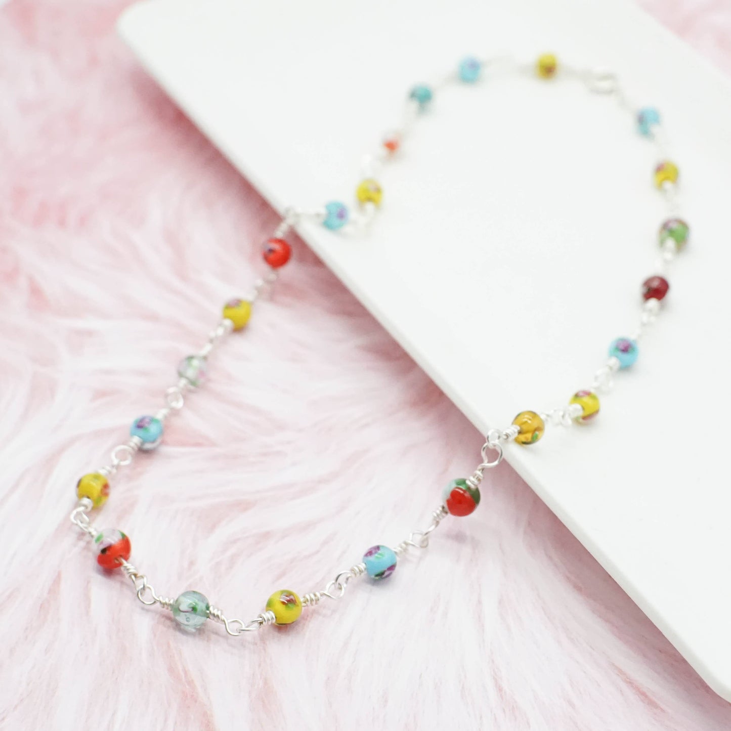 Wired Necklace - GLASS FLOWERS