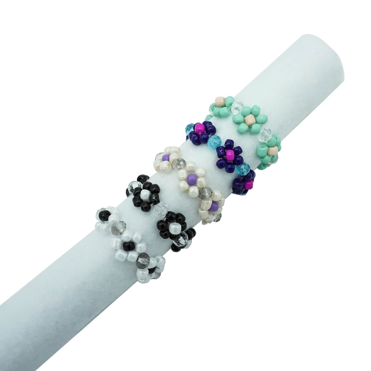 Crystal & Flower Beaded Rings - YOU MAKE ME DAISY