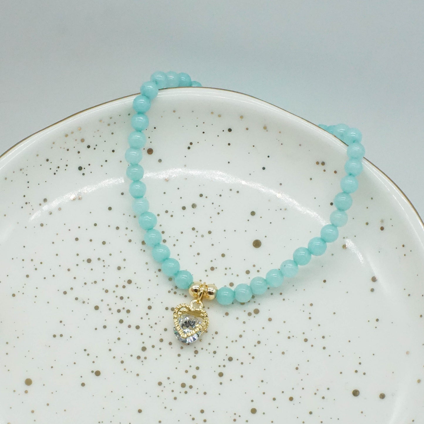 Gemstone Charm Bracelet - AQUA HEART