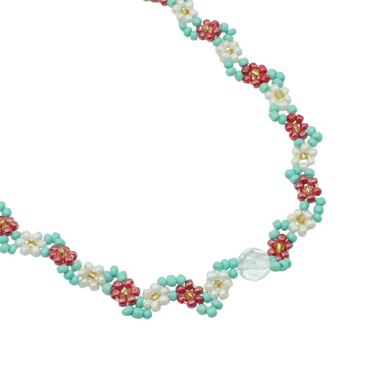Beaded Flower Necklace - FLORAL VINE