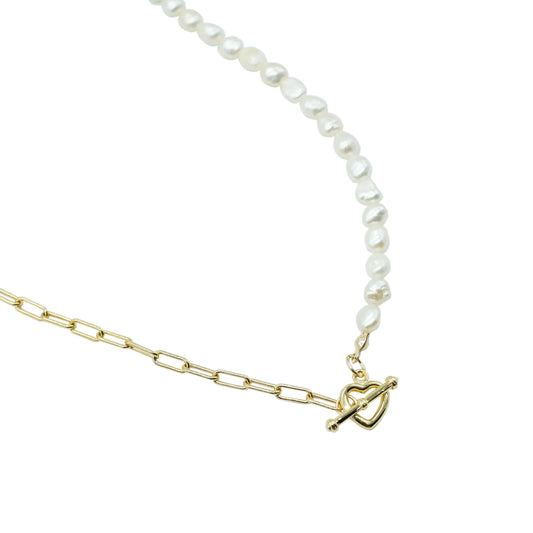 Pearl & Gold Chain Necklace - PEARL LOVE