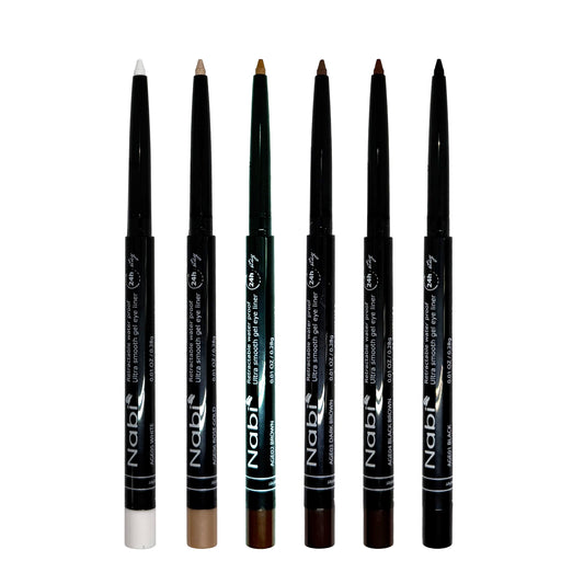 24 Hour Stay Retractable Waterproof Ultra Smooth Gel Eyeliner Pencils by Nabi