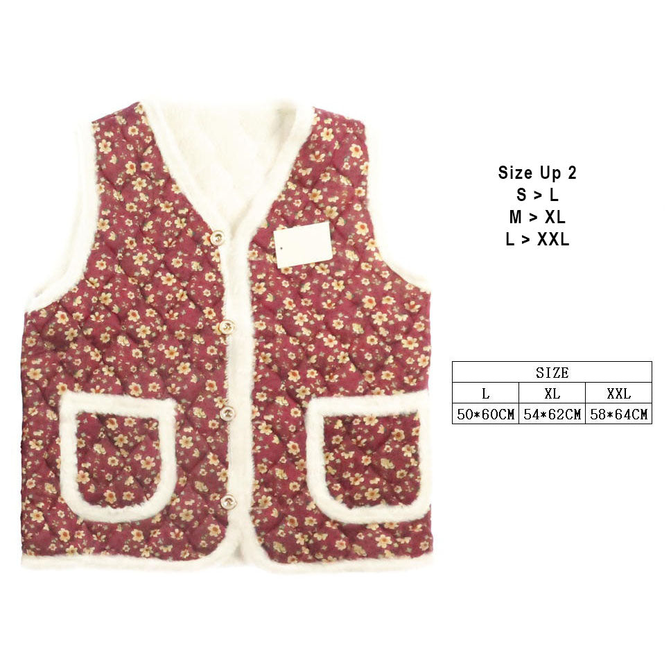 Korean K-Idol Trendy Kimjang Vest Quilted Floral Print