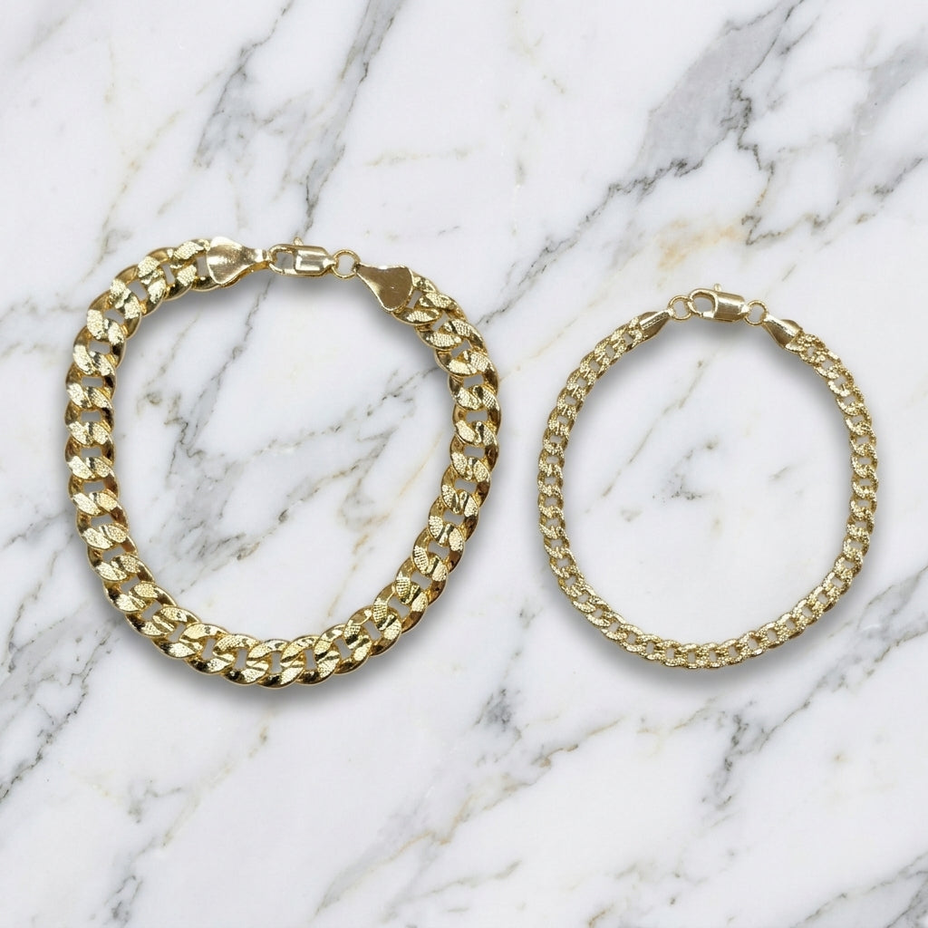 Gold Plated Concave Cuban Chain Bracelet Made in Korea