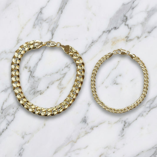 Gold Plated Concave Cuban Chain Bracelet Made in Korea