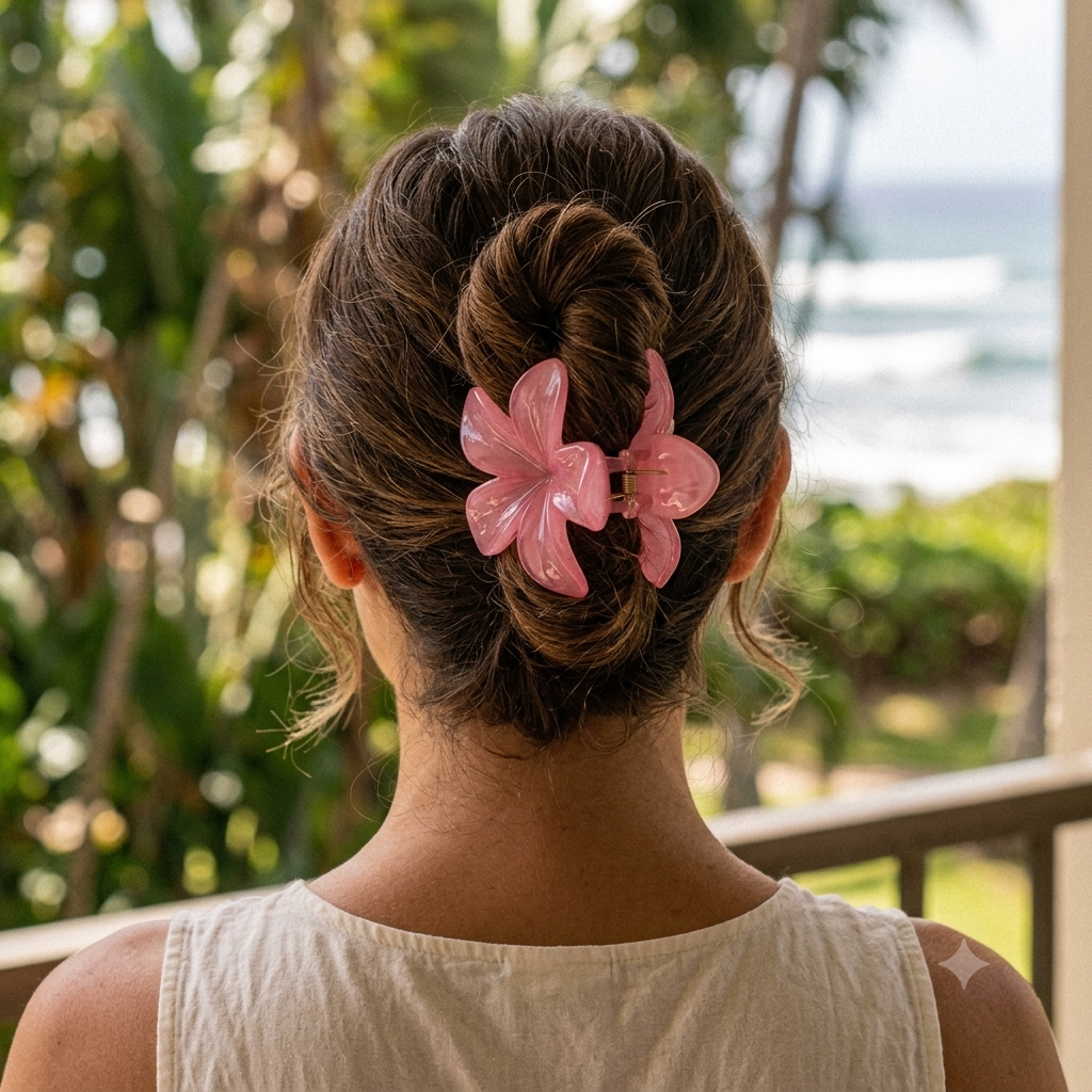 Jumbo Color-Changing Hawaii Flower Hair Claw Clips