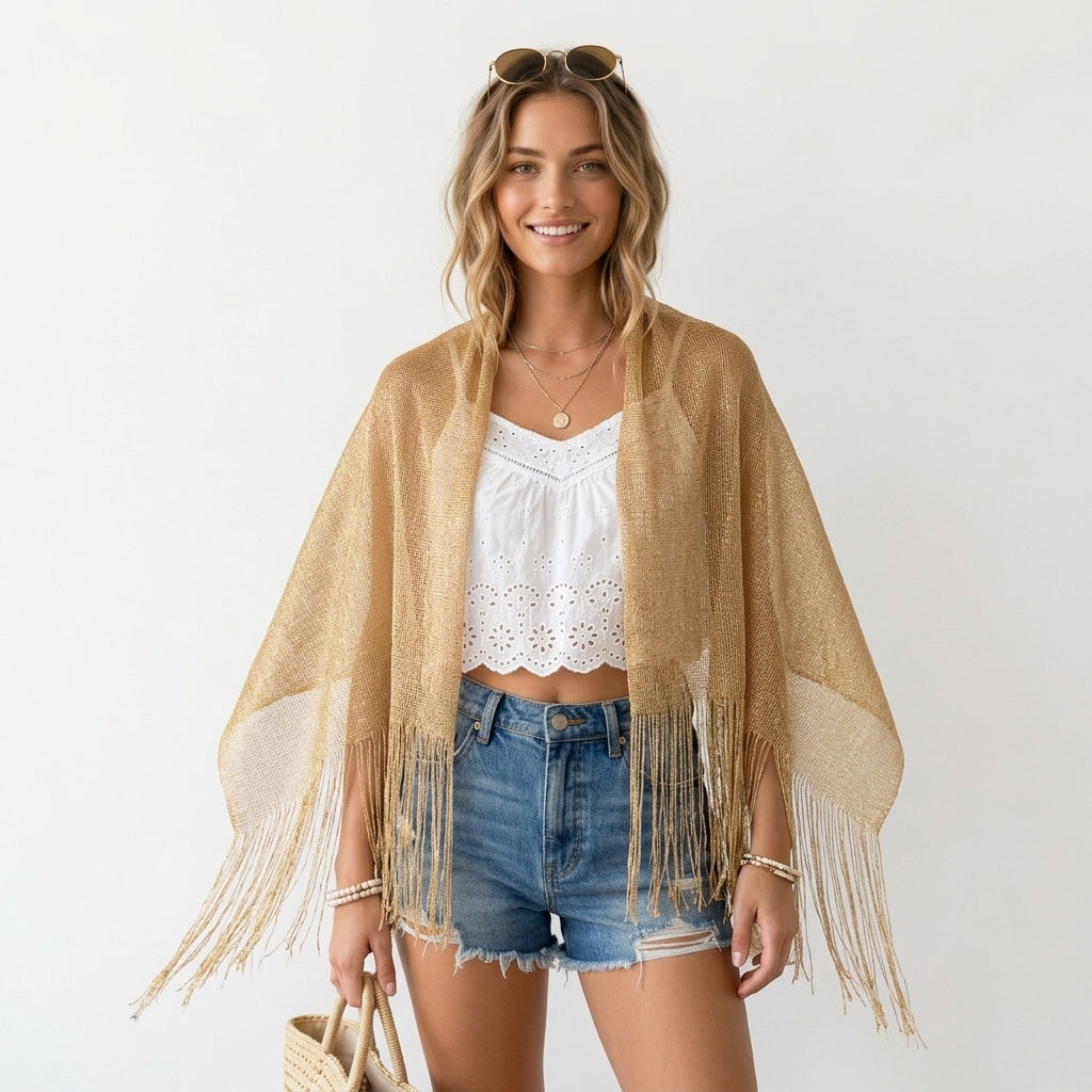 Mesh Net See-Through Shawl Scarf Cover-Up Wrap