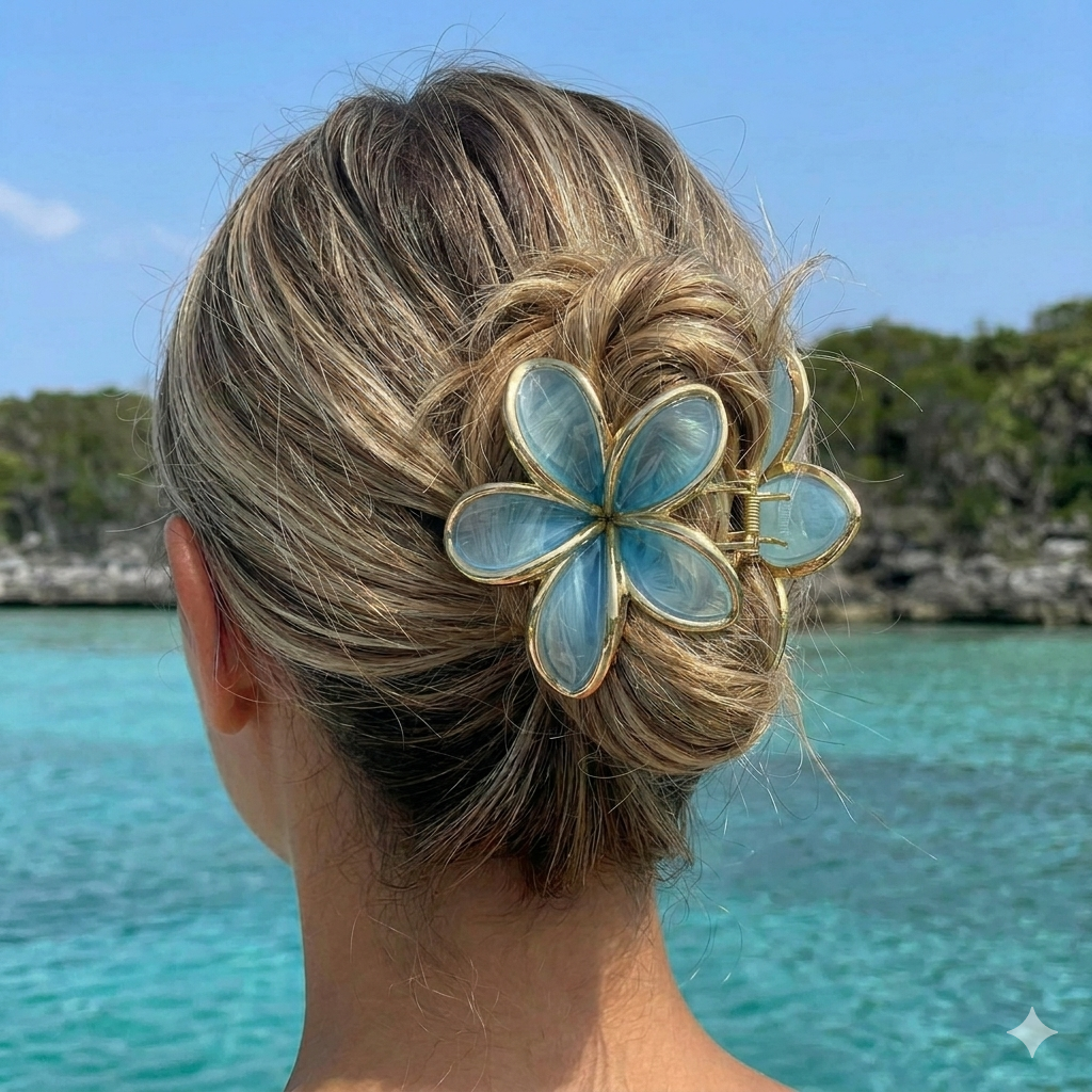Hawaii Flower Hair Claw Clips - Dual Transparent