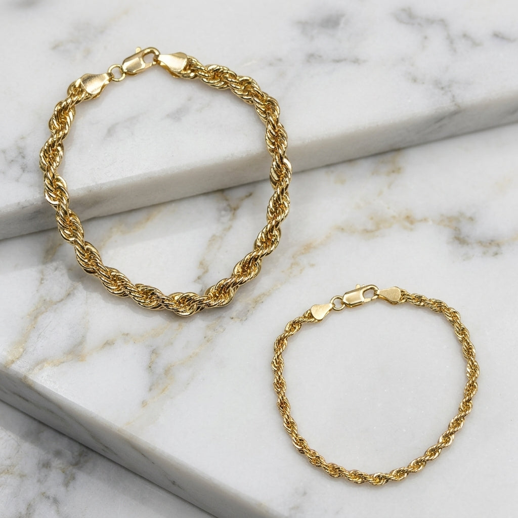 Gold Plated Rope Chain Bracelet Made in Korea
