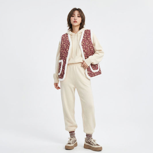 Korean K-Idol Trendy Kimjang Vest Quilted Floral Print