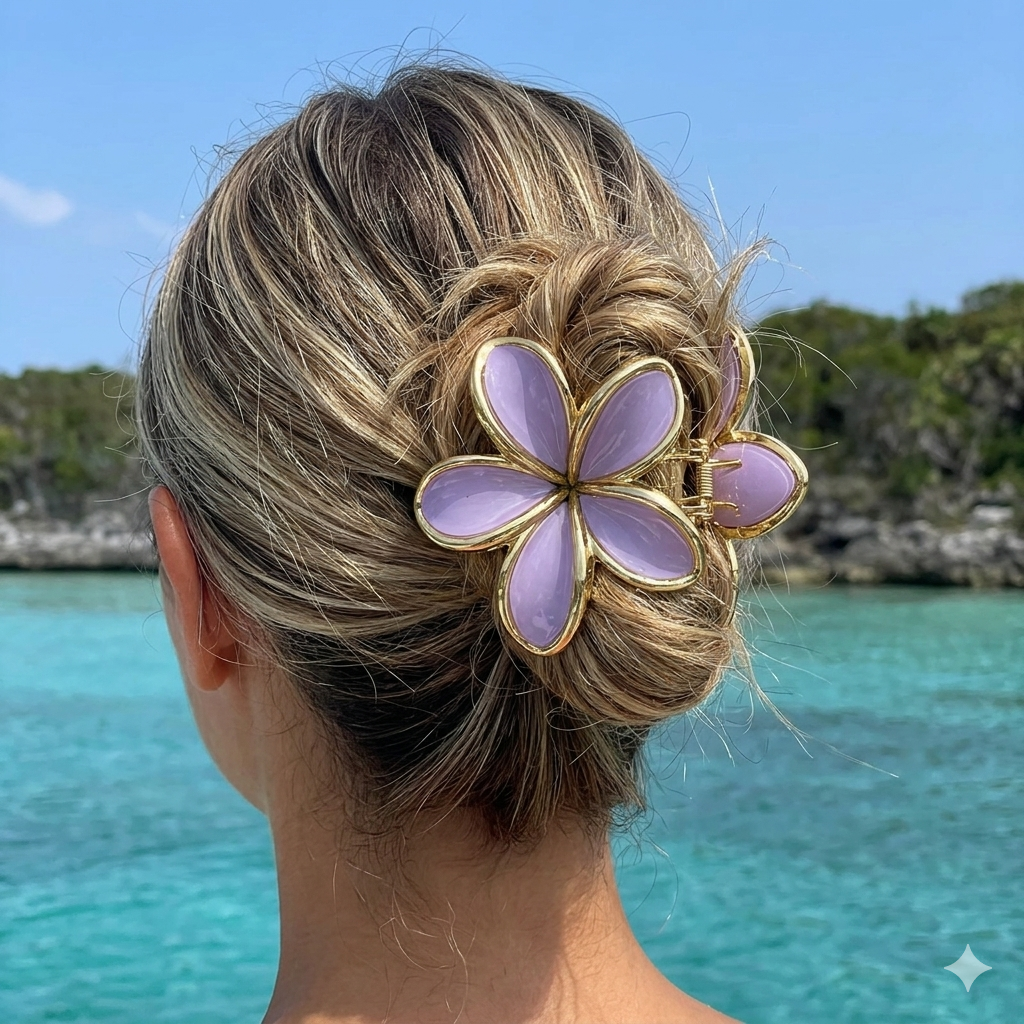 Bright Hawaii Flower Hair Claw Clips