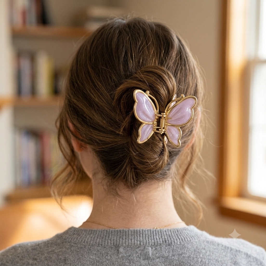 Butterfly Claw Clip with Gold Accents