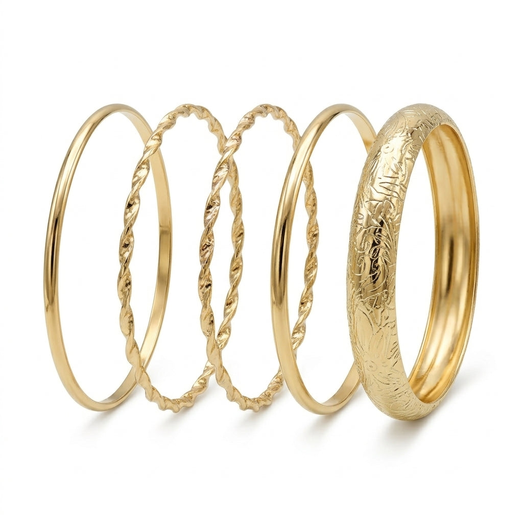 Set of 5 Bangles - Gold or Silver