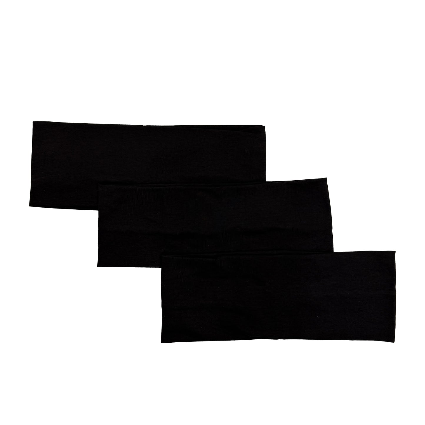 Plain Black Elastic Headband - Set of 3